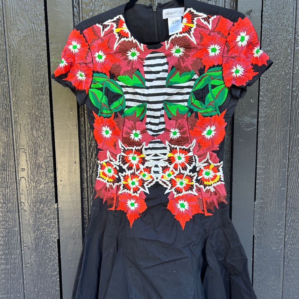 ALICE McCALL Rare and discontinued Floral Embroidered Black Dress